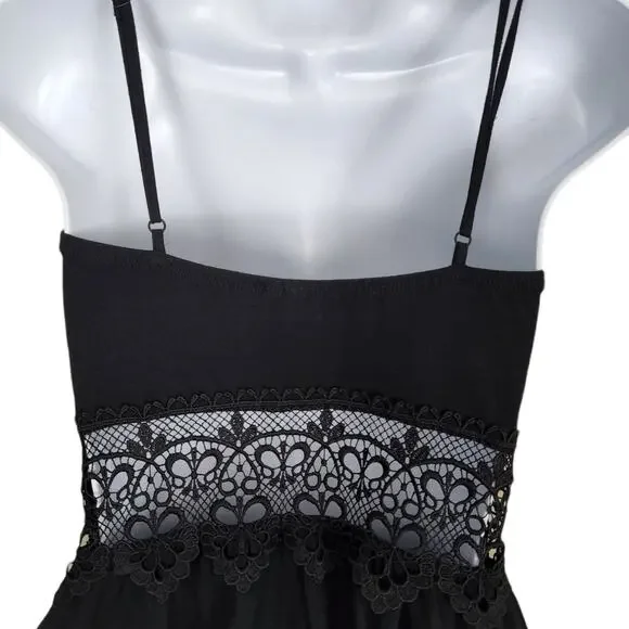 TopShop Black Lace Crochet Insert Sundress Size 4 - Picture 7 of 10